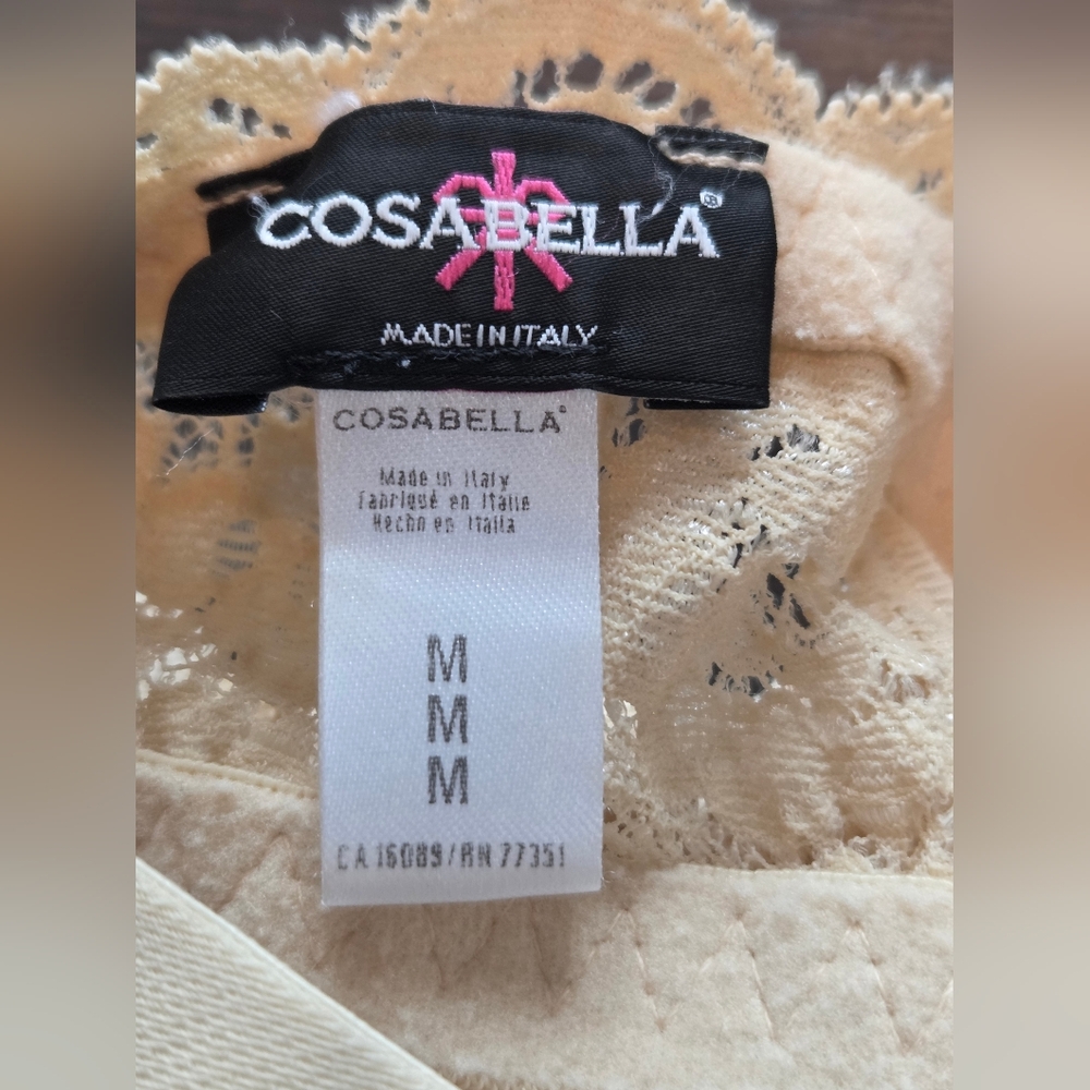 Cosabella ~ Italian Lace V-Neck Bralette ~ Nude ~ Adjustable Straps ~ Size M - Picture 4 of 7